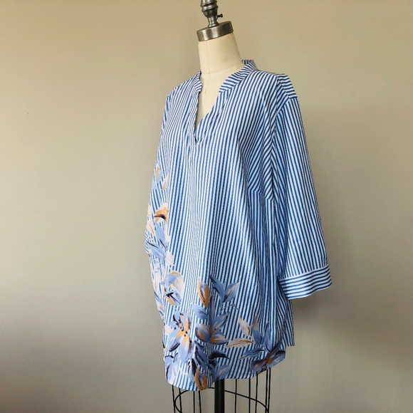 Plus Size 24W Pullover Striped Three Quarter Sleeve Elizabeth and Clarke Top - Picture 7 of 8